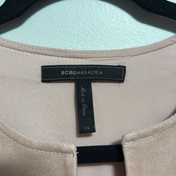 BCBGMaxAzria | Beritt Long Sleeve Tan Dress Faux Suede - fits XS-Medium - Picture 3 of 8